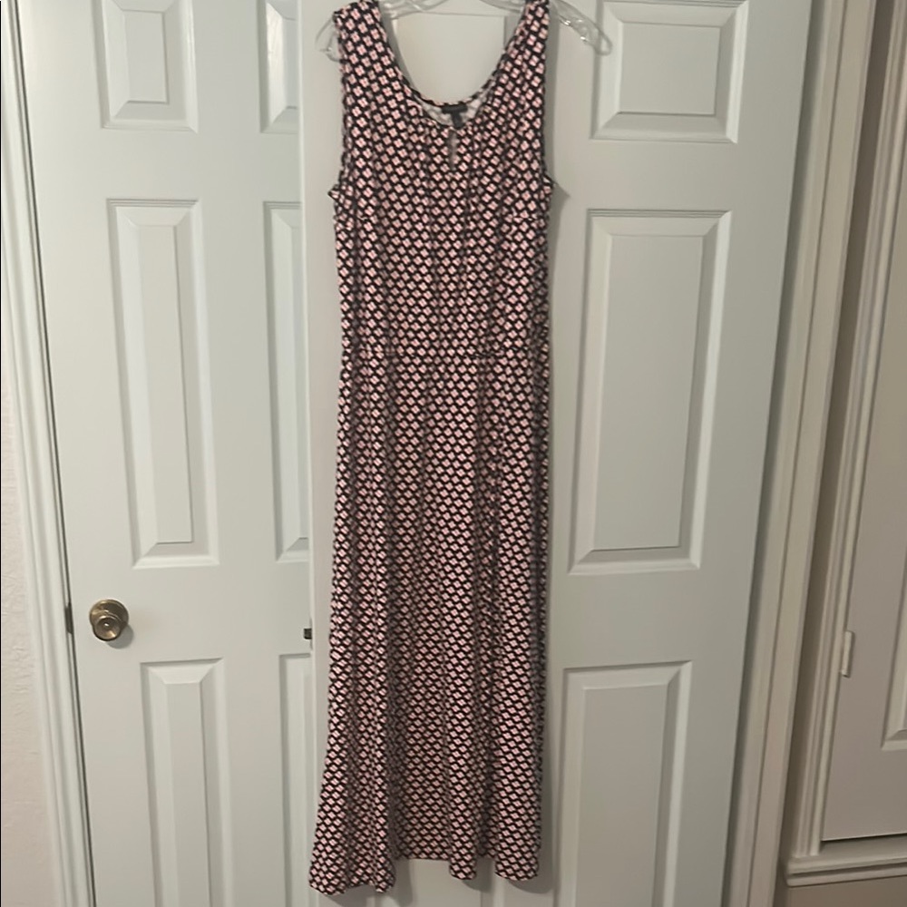 Talbots Pink and Black Geometric Maxi Dress